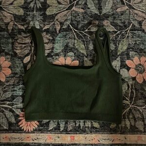 Ambiance Forest Green Ribbed Crop Top